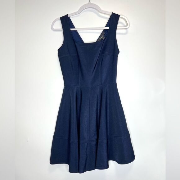 NEW Lulus Home Before Daylight Fit & Flare Mini Dress Navy Blue XS - Picture 2 of 11